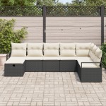 vidaXL Set de canapele pentru grădină cu pernă 8 pcs negru și crem