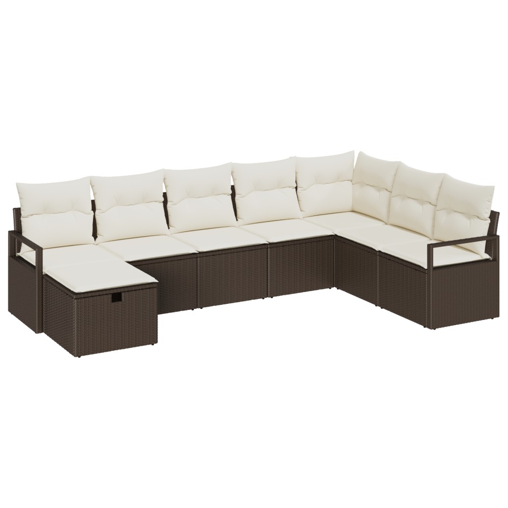 vidaXL Set de canapele pentru grădină cu pernă 8 pcs maro și crem
