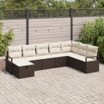 vidaXL Set de canapele pentru grădină cu pernă 8 pcs maro și crem
