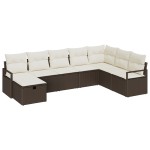 vidaXL Set de canapele pentru grădină cu pernă 8 pcs maro și crem