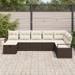 vidaXL Set de canapele pentru grădină cu pernă 8 pcs maro și crem