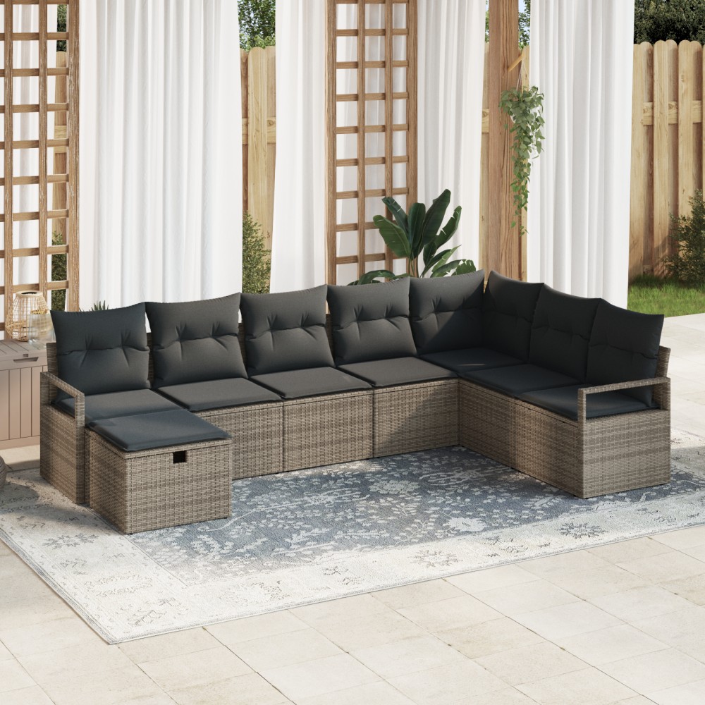 vidaXL Set de canapele pentru grădină 8 pcs Gri 287 x 177 x 85 cm