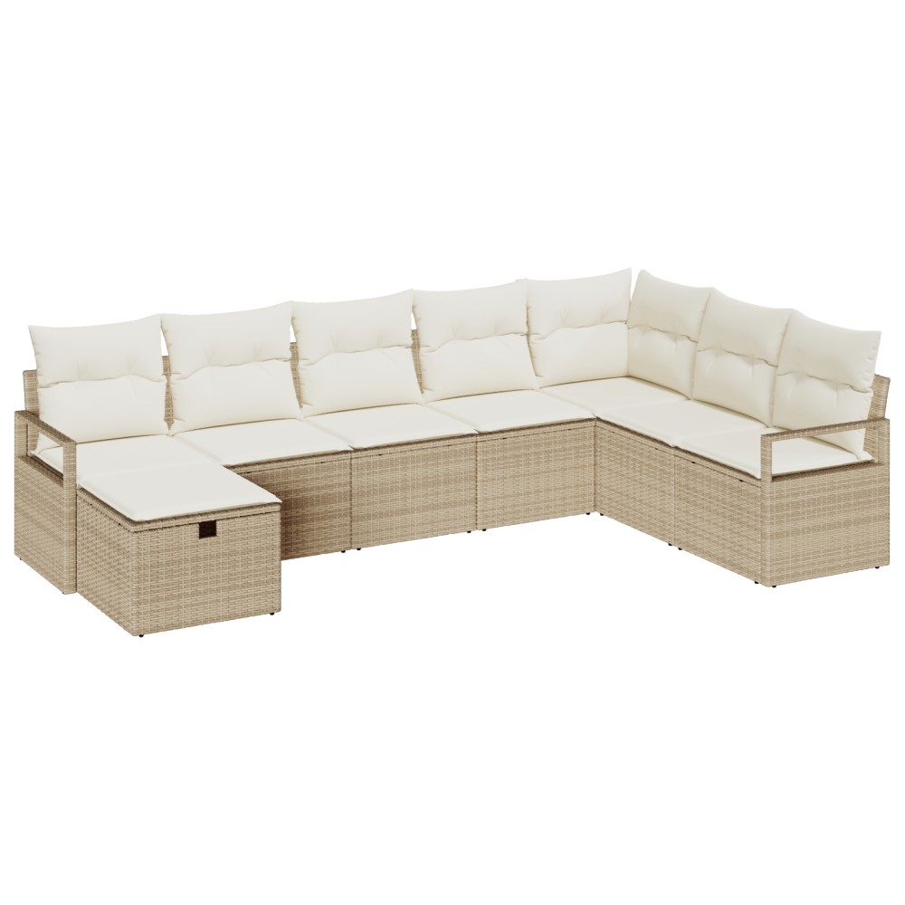 vidaXL Set de canapele pentru grădină cu pernă 8 pcs bej și crem