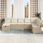 vidaXL Set de canapele pentru grădină cu pernă 8 pcs bej și crem