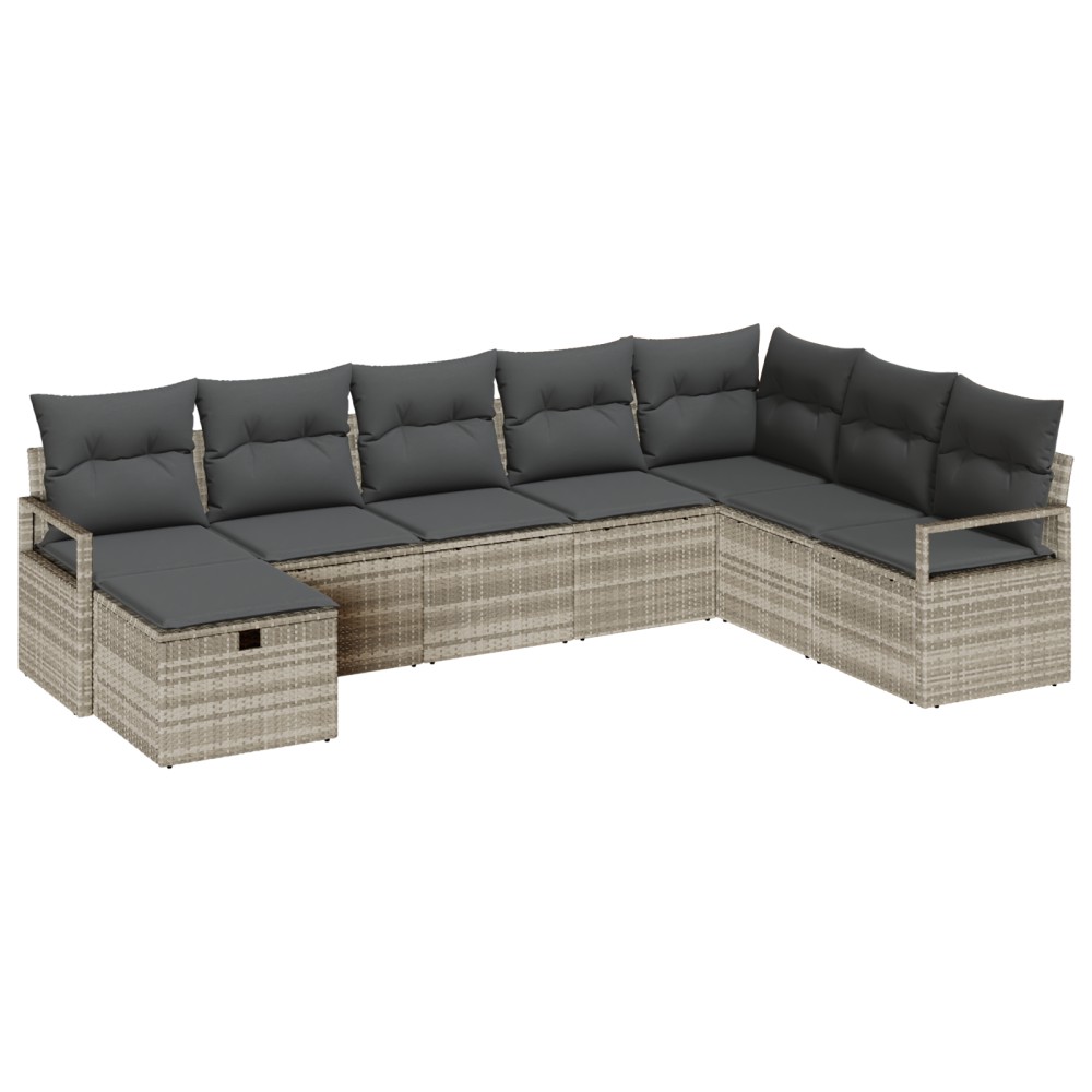 vidaXL Set de canapele pentru grădină cu pernă 8 pcs Gri deschis
