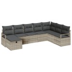 vidaXL Set de canapele pentru grădină cu pernă 8 pcs Gri deschis