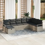 vidaXL Set de canapele pentru grădină cu pernă 8 pcs Gri deschis