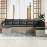 vidaXL Set de canapele pentru grădină cu pernă 8 pcs Gri deschis