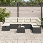 vidaXL Set de canapele pentru grădină cu pernă 9 pcs negru și crem vidaXL Set de canapele pentru grădină cu pernă 9 pcs negru și crem