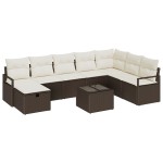 vidaXL Set de canapele pentru grădină cu pernă 9 pcs maro și crem