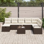 vidaXL Set de canapele pentru grădină cu pernă 9 pcs maro și crem