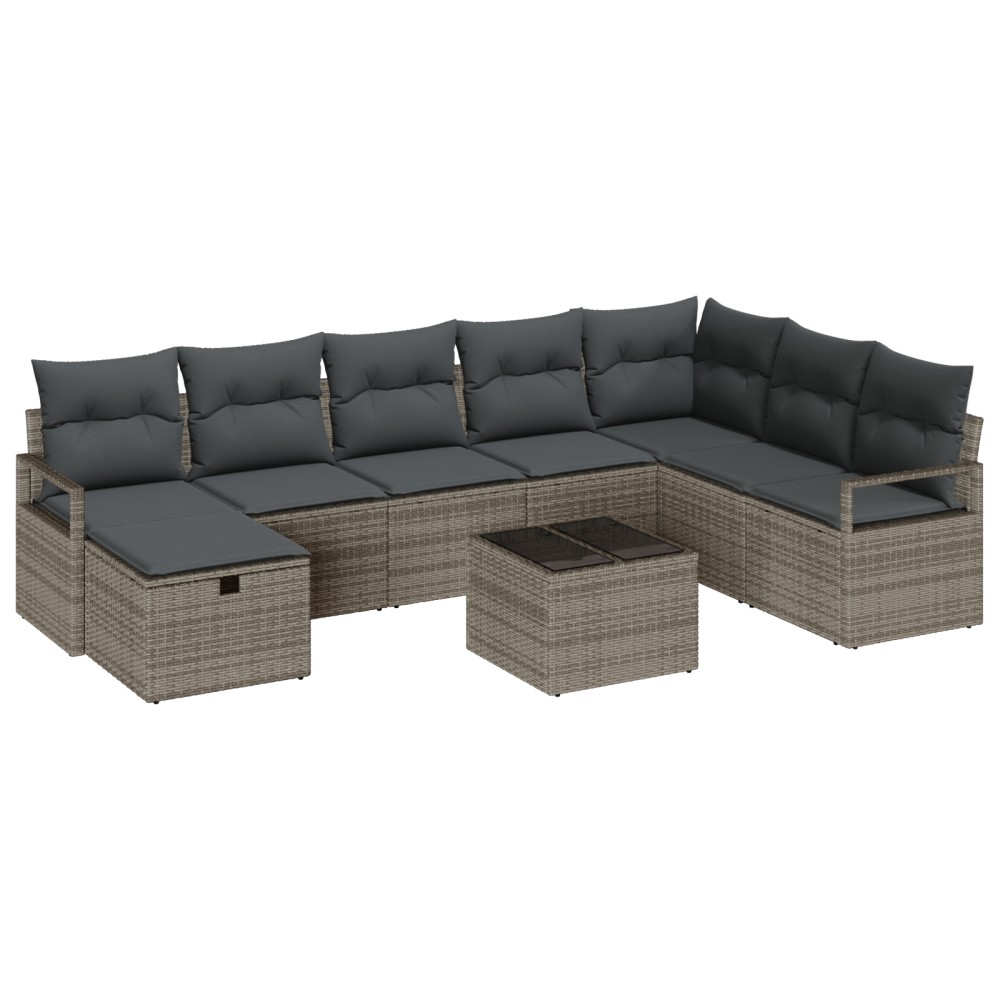vidaXL Set de canapele pentru grădină 9 pcs Gri 287 x 177 x 85 cm