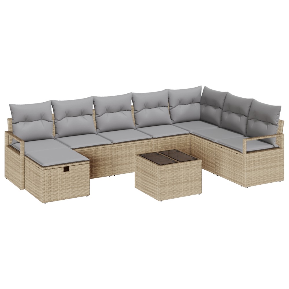 vidaXL Set de canapele pentru grădină 9 pcs bej și gri deschis