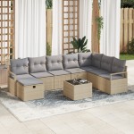 vidaXL Set de canapele pentru grădină 9 pcs bej și gri deschis