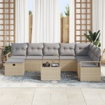 vidaXL Set de canapele pentru grădină 9 pcs bej și gri deschis