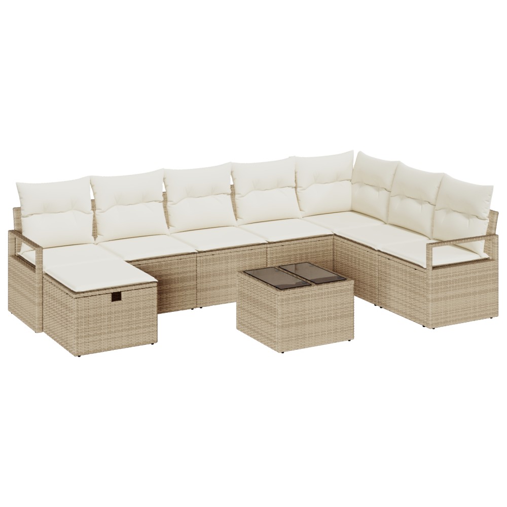 vidaXL Set de canapele pentru grădină cu pernă 9 pcs bej și crem