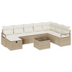 vidaXL Set de canapele pentru grădină cu pernă 9 pcs bej și crem