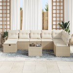 vidaXL Set de canapele pentru grădină cu pernă 9 pcs bej și crem