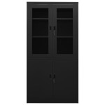 vidaXL Dulap de birou, negru, 90x40x180 cm, oțel