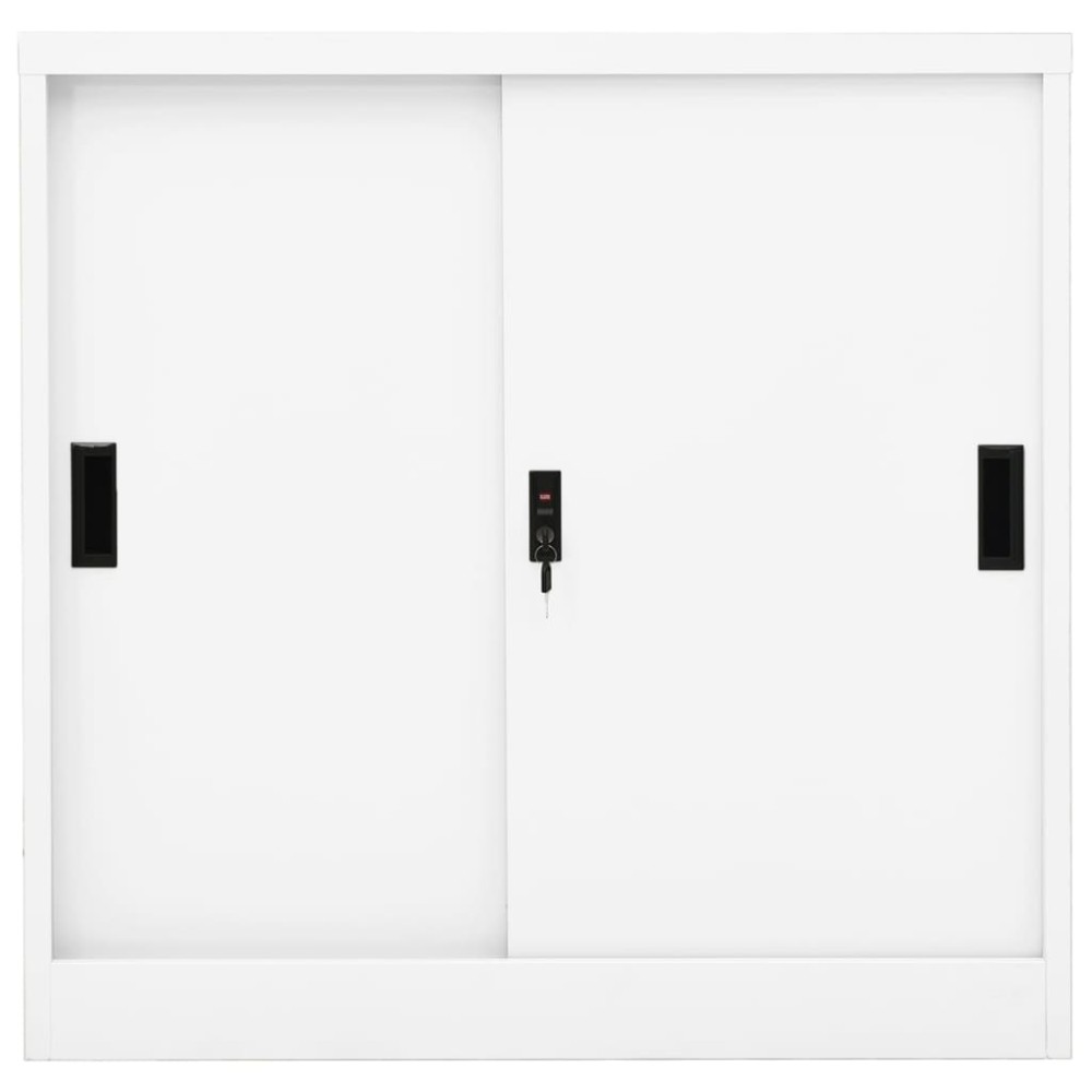 vidaXL Dulap de birou cu ușă glisantă, alb, 90x40x90 cm, oțel