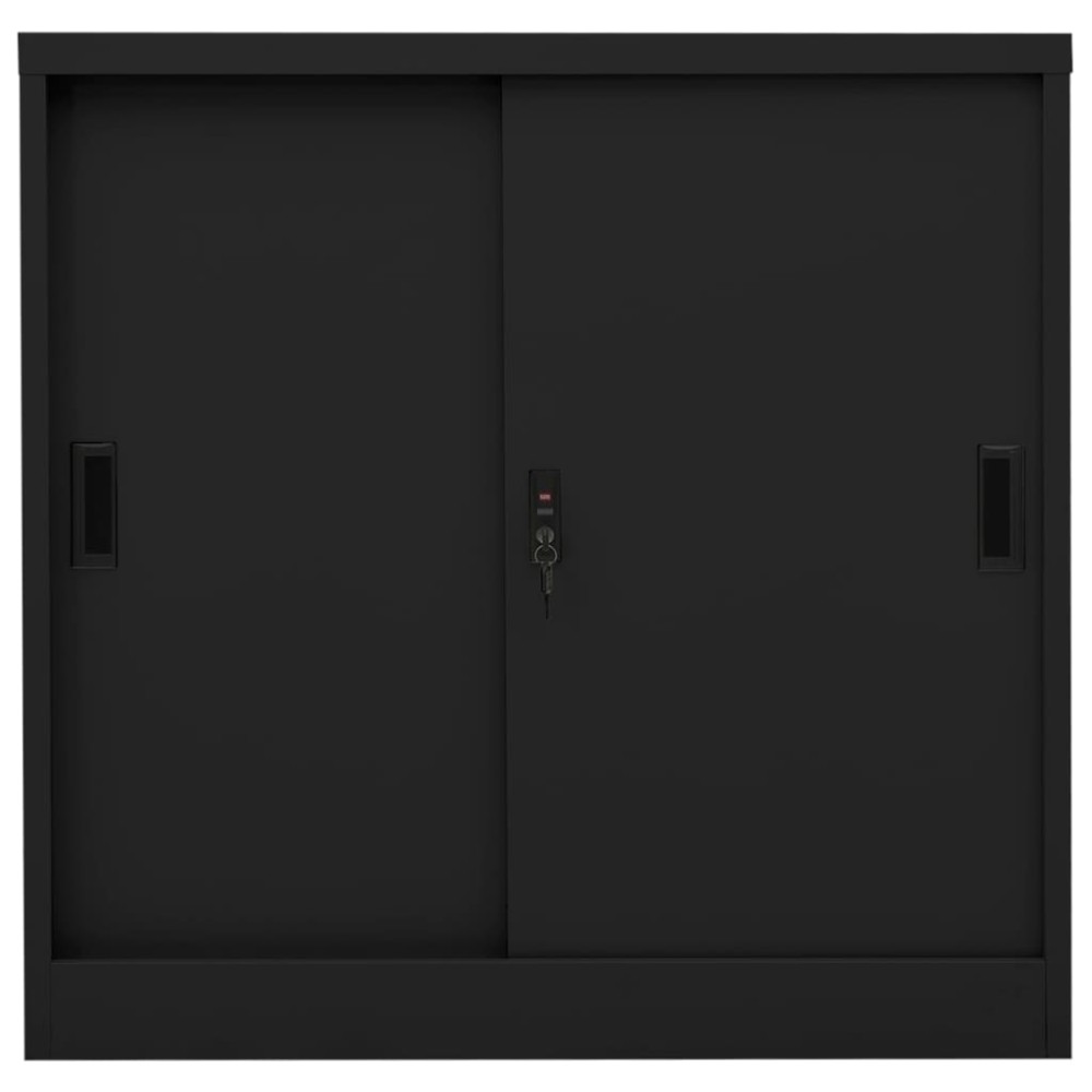 vidaXL Dulap de birou cu ușă glisantă, negru, 90x40x90 cm, oțel