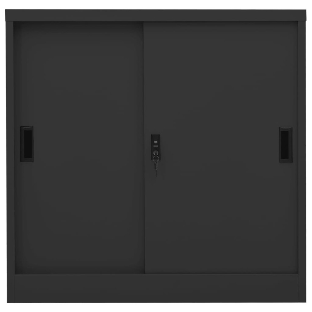vidaXL Dulap de birou cu ușă glisantă, antracit, 90x40x90 cm, oțel