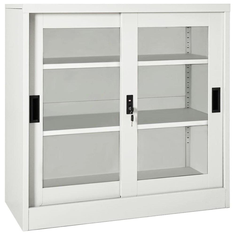vidaXL Dulap cu ușă glisantă, gri deschis, 90x40x90 cm, oțel