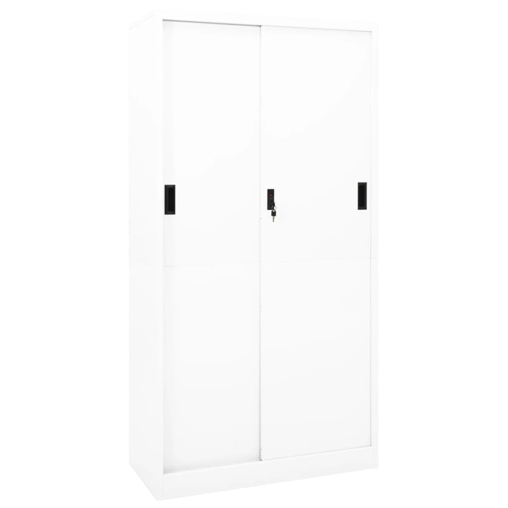 vidaXL Dulap de birou cu ușă glisantă, alb, 90x40x180 cm, oțel