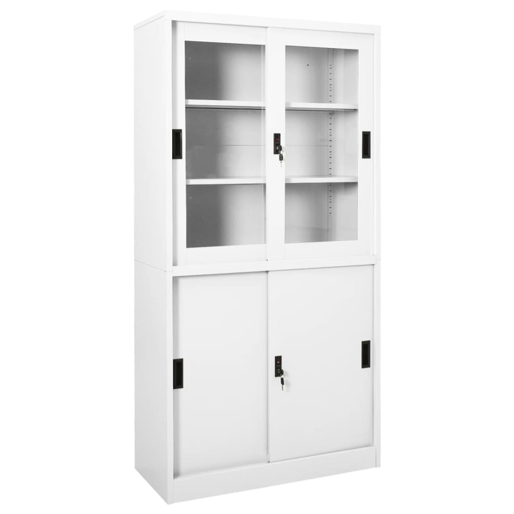 vidaXL Dulap de birou cu ușă glisantă, alb, 90x40x180 cm, oțel