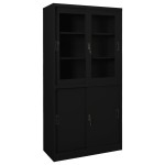 vidaXL Dulap de birou cu ușă glisantă, negru, 90x40x180 cm, oțel
