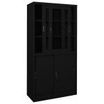 vidaXL Dulap de birou cu ușă glisantă, negru, 90x40x180 cm, oțel