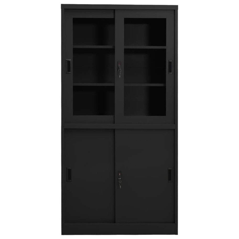 vidaXL Dulap de birou cu ușă glisantă, antracit, 90x40x180 cm, oțel