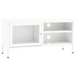 vidaXL Dulap TV, alb, 90x30x44 cm, oțel și sticlă