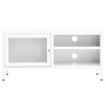 vidaXL Dulap TV, alb, 90x30x44 cm, oțel și sticlă