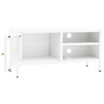 vidaXL Dulap TV, alb, 90x30x44 cm, oțel și sticlă