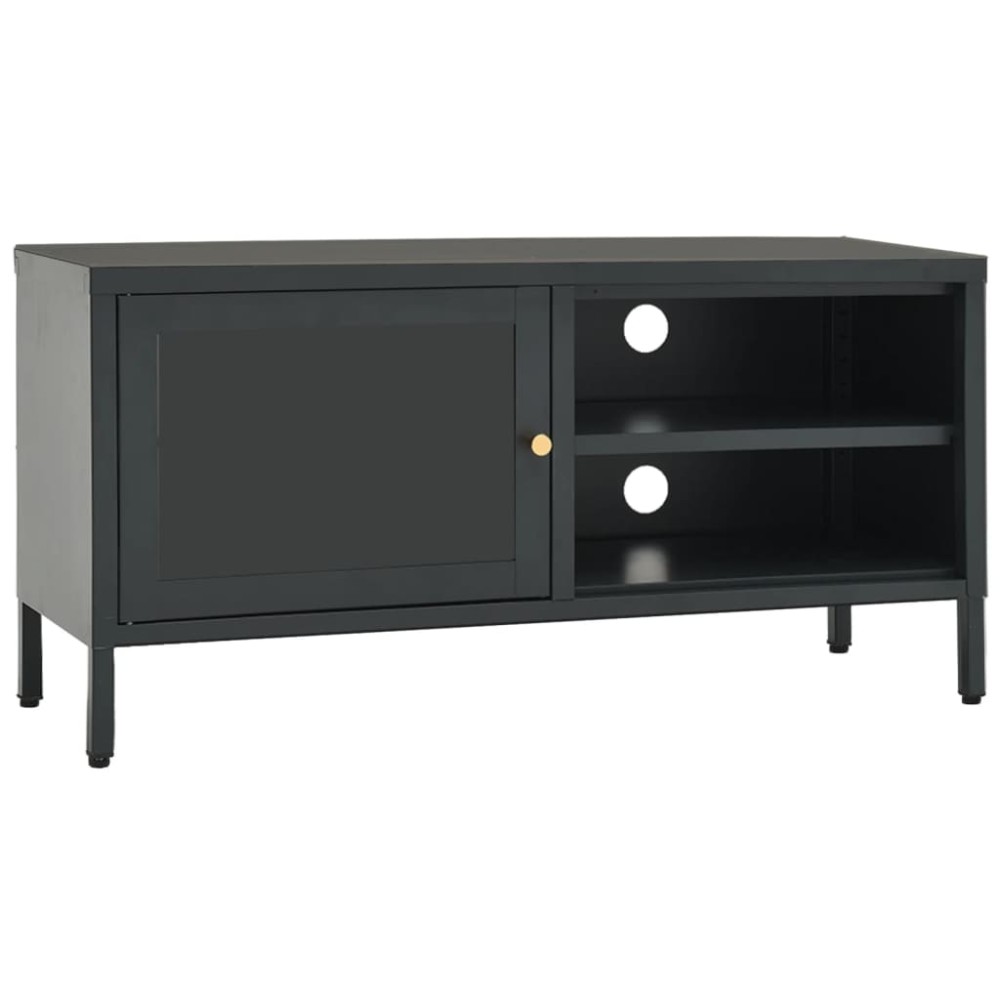 vidaXL Dulap TV, antracit, 90x30x44 cm, oțel și sticlă
