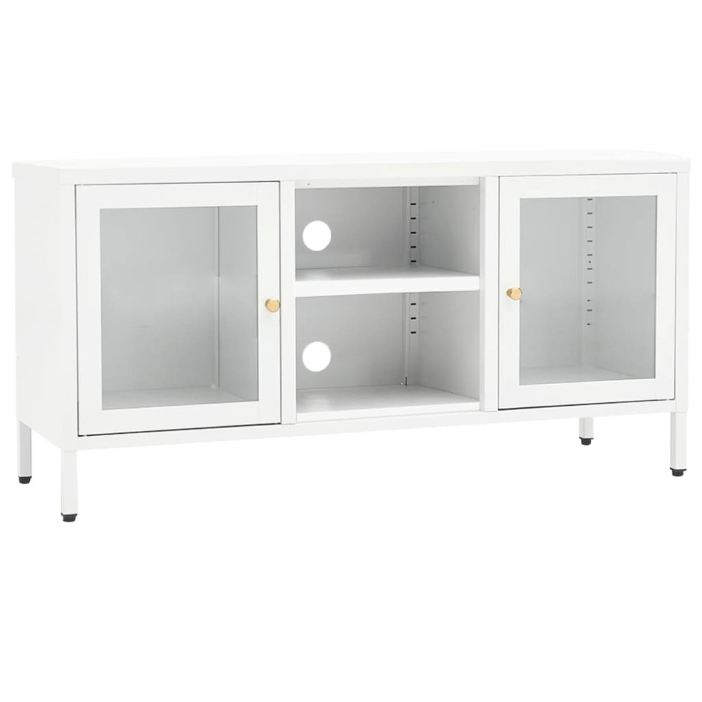 vidaXL Dulap TV, alb, 105x35x52 cm, oțel și sticlă