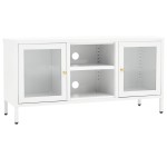 vidaXL Dulap TV, alb, 105x35x52 cm, oțel și sticlă vidaXL Dulap TV, alb, 105x35x52 cm, oțel și sticlă