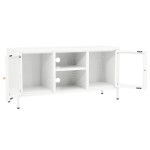 vidaXL Dulap TV, alb, 105x35x52 cm, oțel și sticlă vidaXL Dulap TV, alb, 105x35x52 cm, oțel și sticlă