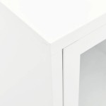 vidaXL Dulap TV, alb, 105x35x52 cm, oțel și sticlă vidaXL Dulap TV, alb, 105x35x52 cm, oțel și sticlă