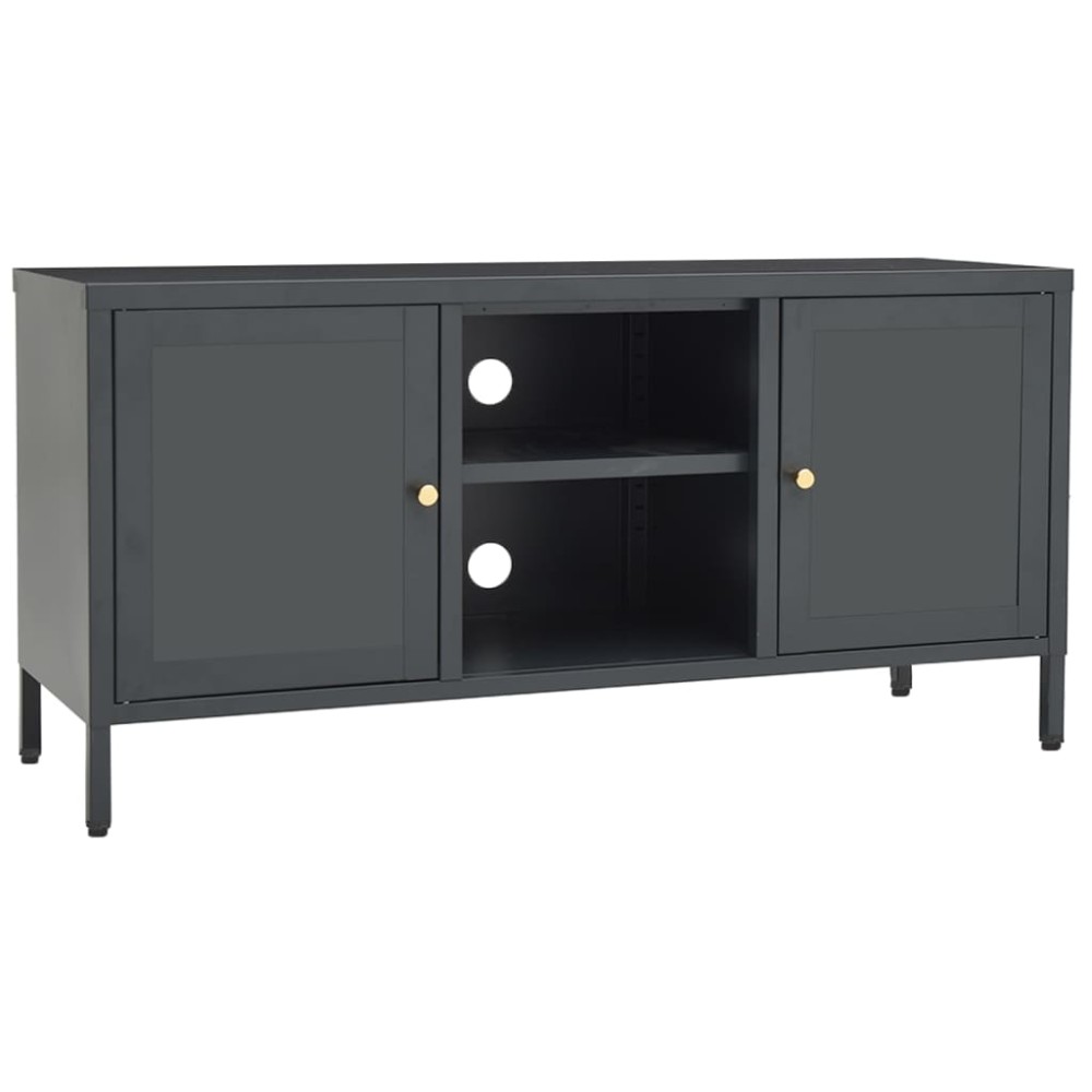 vidaXL Dulap TV, antracit, 105x35x52 cm, oțel și sticlă