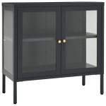 vidaXL Servantă, antracit, 70x35x70 cm, oțel și sticlă vidaXL Servantă, antracit, 70x35x70 cm, oțel și sticlă