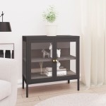 vidaXL Servantă, antracit, 70x35x70 cm, oțel și sticlă vidaXL Servantă, antracit, 70x35x70 cm, oțel și sticlă