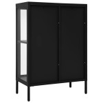 vidaXL Servantă, negru, 75x35x105 cm, oțel și sticlă