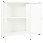 vidaXL Servantă, alb, 75x35x105 cm, oțel și sticlă