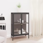 vidaXL Servantă, antracit, 75x35x105 cm, oțel și sticlă vidaXL Servantă, antracit, 75x35x105 cm, oțel și sticlă