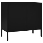 vidaXL Servantă, negru, 75x35x70 cm, oțel și sticlă securizată vidaXL Servantă, negru, 75x35x70 cm, oțel și sticlă securizată