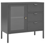 vidaXL Servantă, antracit, 75x35x70 cm, oțel și sticlă securizată vidaXL Servantă, antracit, 75x35x70 cm, oțel și sticlă securizată