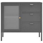 vidaXL Servantă, antracit, 75x35x70 cm, oțel și sticlă securizată vidaXL Servantă, antracit, 75x35x70 cm, oțel și sticlă securizată