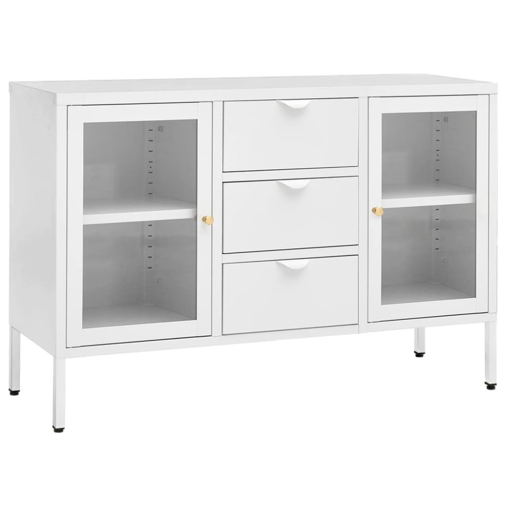 vidaXL Servantă, alb, 105x35x70 cm, oțel și sticlă securizată
